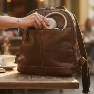 Jack Georges Voyager Chocolate Brown Leather Convertible Cross Body Backpack